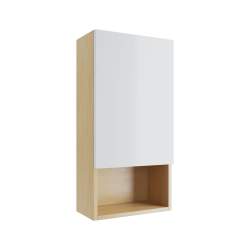 Tuto szafka wisząca wnękowa z frontem prawa 40x80 cm, dąb/biały połysk