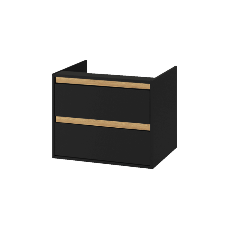 Tuto szafka wisząca 60 cm podumywalkowa 2 szuflady, czarny mat/dąb