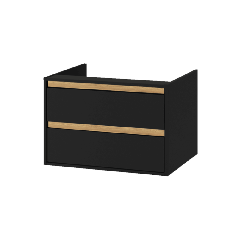 Tuto szafka wisząca 80 cm podumywalkowa 2 szuflady, czarny mat/dąb