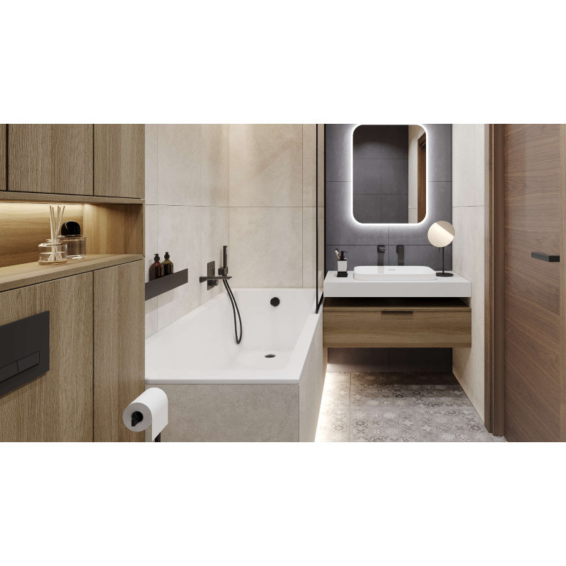 Keria wylewka wannowa ścienna, czarny mat