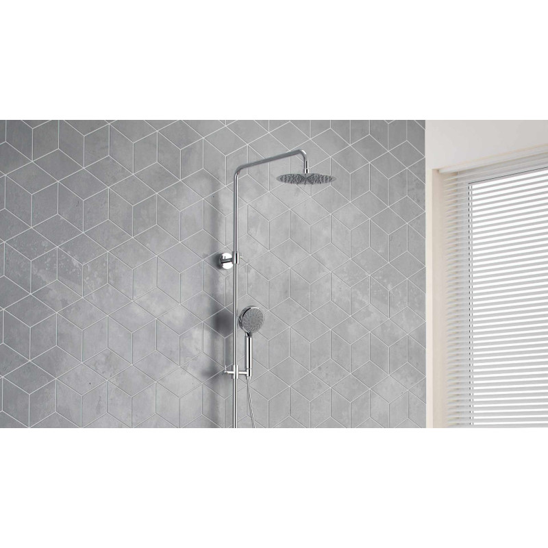 Altar zestaw prysznicowy ścienny z deszczownicą 20 x 20 cm, z wylewką, czarny mat