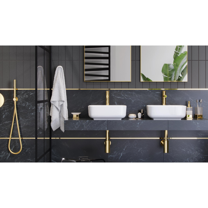 D54 syfon umywalkowy, stal nierdzewna, zloty połysk