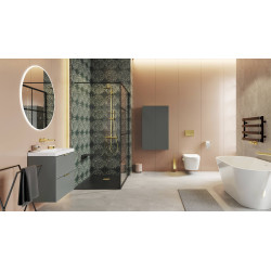 Lumiro lustro łazienkowe 80 cm okrągłe oświetlenie LED mata grzewcza, rama akrylowa