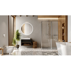 Lumiro lustro łazienkowe 60 cm okrągłe oświetlenie LED mata grzewcza, rama akrylowa