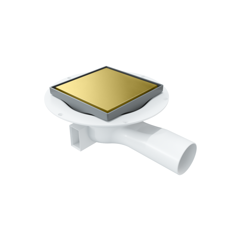 Torvi odpływ punktowy 13x13 cm 2w1 pokrywa stal nierdzewna, złoty połysk