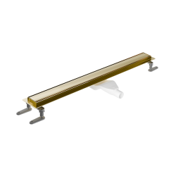 Stilio odpływ liniowy 60 cm z kołnierzem ruszt dekoracyjny, złoty połysk