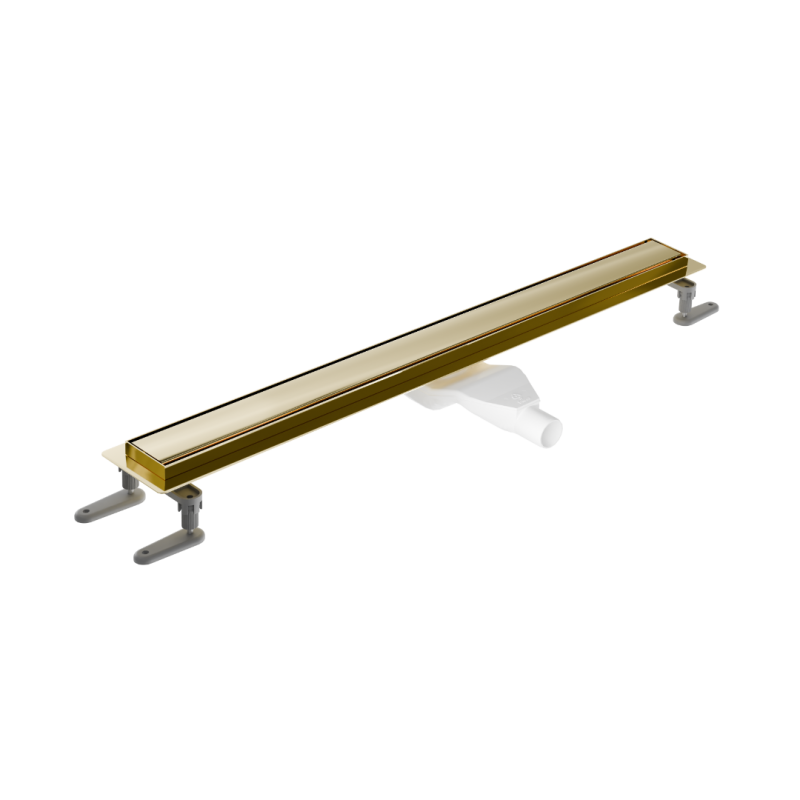 Stilio odpływ liniowy 60 cm z kołnierzem ruszt dekoracyjny, złoty połysk