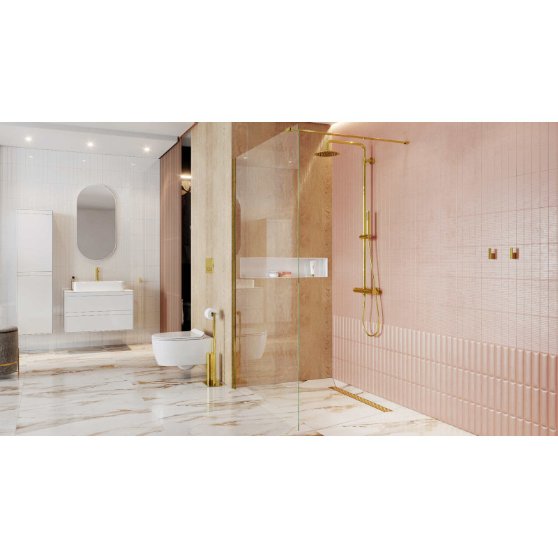 Termo Round zestaw prysznicowy termostatyczny, złoty połysk