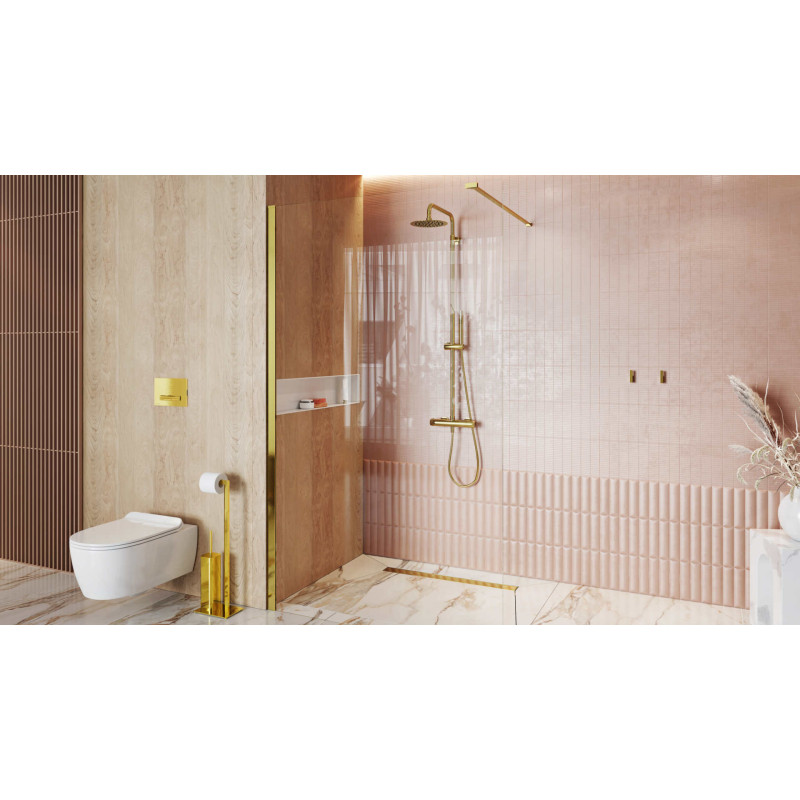 Termo Round zestaw prysznicowy termostatyczny, złoty połysk