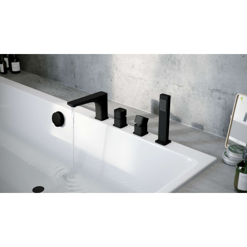 Excellent Keria bateria wannowa 4 otworowa  czarny mat