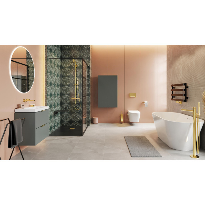 Excellent Riko mydelniczka stojąca szklana  złoty połysk