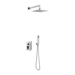 Keria zestaw prysznicowo-wannowy podtynkowy z deszczownicą 25 x 25 cm, 3 funkcyjny, chrom