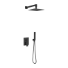Keria zestaw prysznicowo-wannowy podtynkowy z deszczownicą 25 x 25 cm, 3 funkcyjny, czarny mat