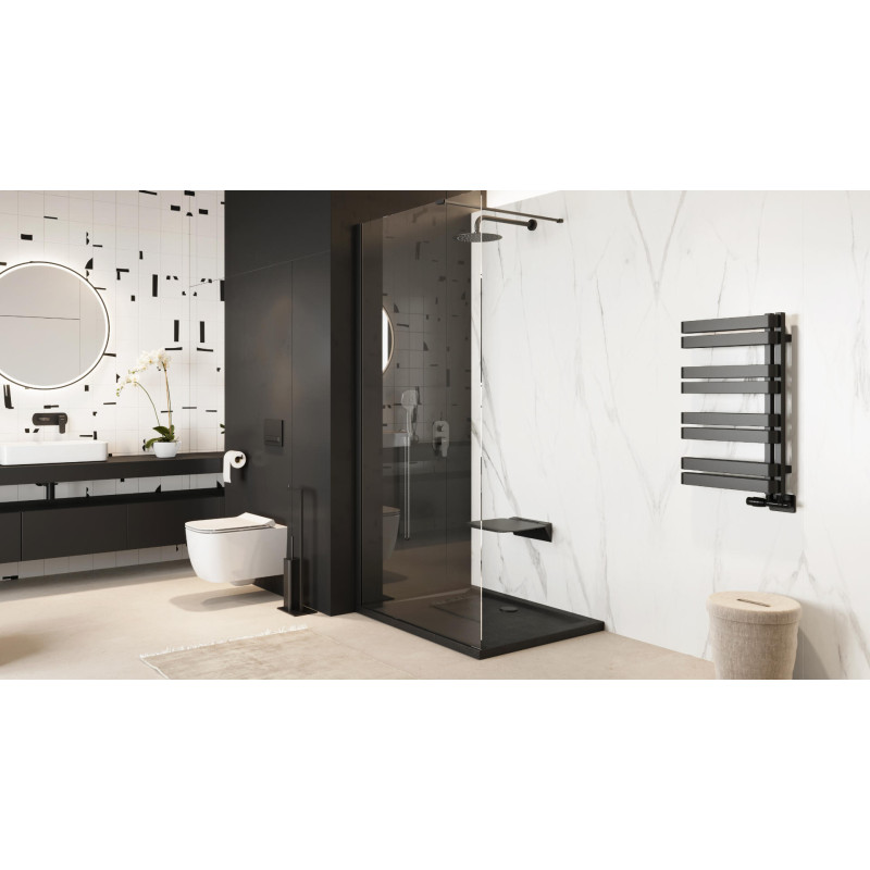 Seduro Premium siedzisko prysznicowe składane, wolnoopadające z powłoką antybakteryjną, czarny