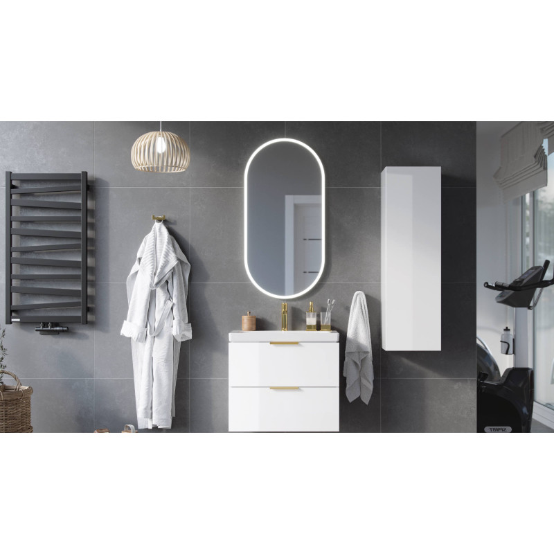 Lumiro lustro łazienkowe 100x50 cm owalne, oświetlenie LED mata grzewcza, rama akrylowa
