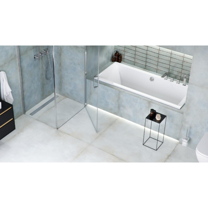 Stilio odpływ liniowy 60 cm z kołnierzem ruszt dekoracyjny, stal nierdzewna polerowana