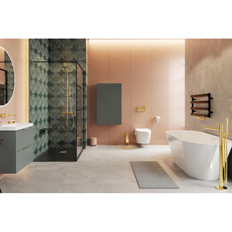 Volaro 2.0 zestaw zintegrowany termostat grzejnikowy prawy, złoty połysk