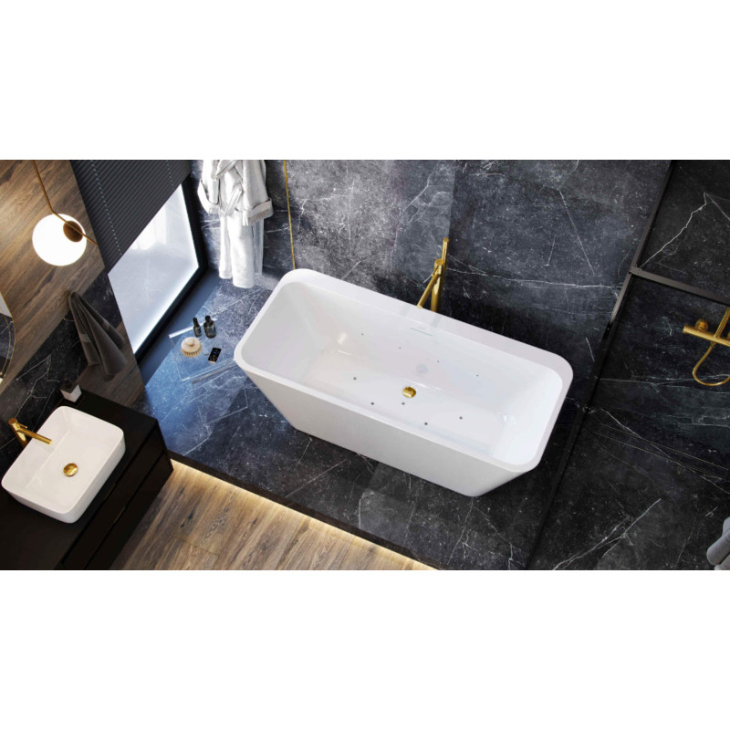 Korek klik-klak do wanien wolnostojących czyszczony od góry, biały połysk