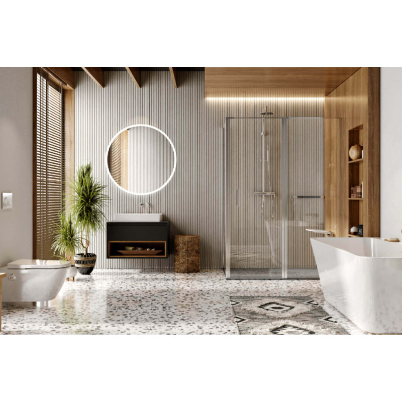 Lumiro lustro łazienkowe 100 cm okrągłe oświetlenie LED mata grzewcza, rama akrylowa