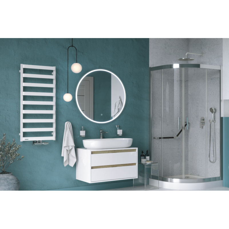 Lumiro lustro łazienkowe 100 cm okrągłe oświetlenie LED mata grzewcza, rama akrylowa