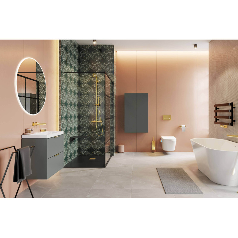 Lumiro lustro łazienkowe 100 cm okrągłe oświetlenie LED mata grzewcza, rama akrylowa