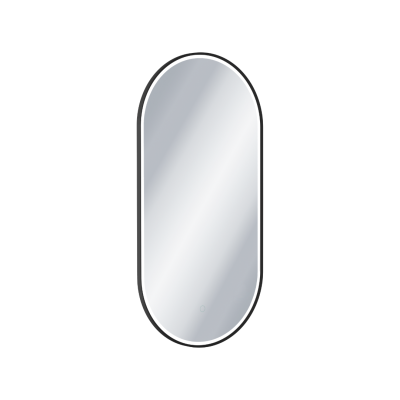 Corido lustro łazienkowe 100x50 cm owalne, oświetlenie LED mata grzewcza, czarny mat