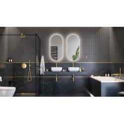Corido lustro łazienkowe 100x50 cm owalne, oświetlenie LED mata grzewcza, czarny mat