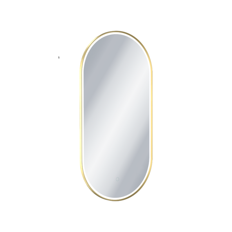 Corido lustro łazienkowe 100x50 cm owalne, oświetlenie LED mata grzewcza, złoty połysk