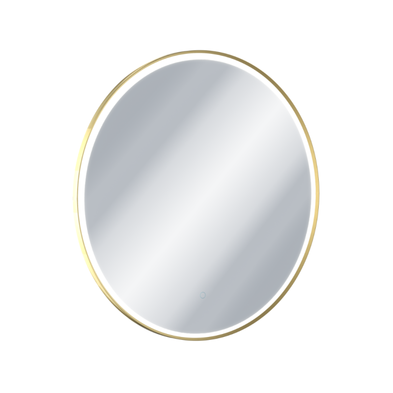 Corido lustro łazienkowe 80 cm okrągłe oświetlenie LED mata grzewcza, złoty połysk