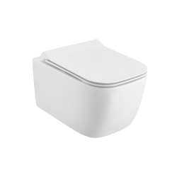 Doto S 49 miska WC 49 cm wisząca bezrantowa z deską wolnoopadającą, biały połysk