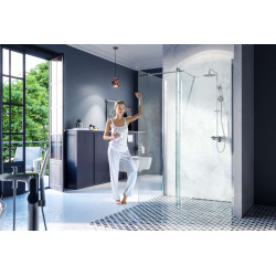 Vidoq walk-in ścianka prysznicowa gięta 83x200 cm, powłoka Clean Control, chrom