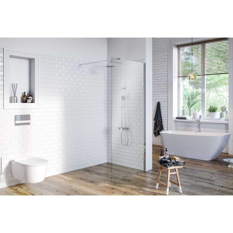 Vidoq walk-in ścianka prysznicowa prosta 120x200 cm, powłoka Clean Control, chrom