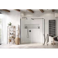Vidoq walk-in ścianka prysznicowa prosta 120x200 cm, powłoka Clean Control, czarny mat