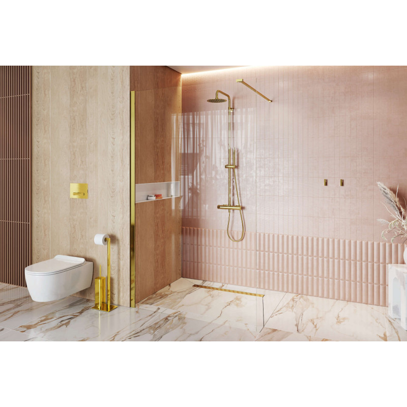 Vidoq walk-in ścianka prysznicowa prosta 120x200 cm, powłoka Clean Control, złoty połysk