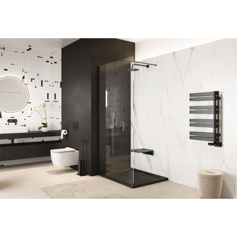 Vidoq walk-in ścianka prysznicowa prosta 100x200 cm, powłoka Clean Control, czarny mat