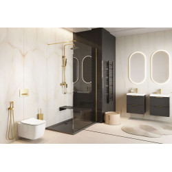 Vidoq walk-in ścianka prysznicowa prosta 90x200 cm, powłoka Clean Control, złoty połysk