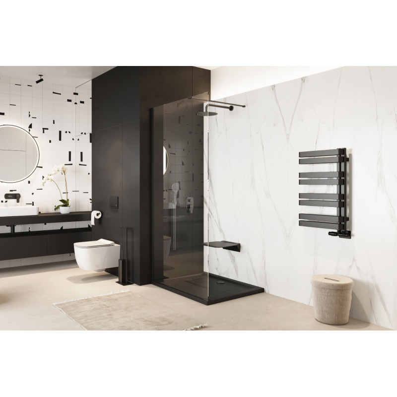 Meteor Side grzejnik łazienkowy asymetryczny 72x50 cm, czarny soft