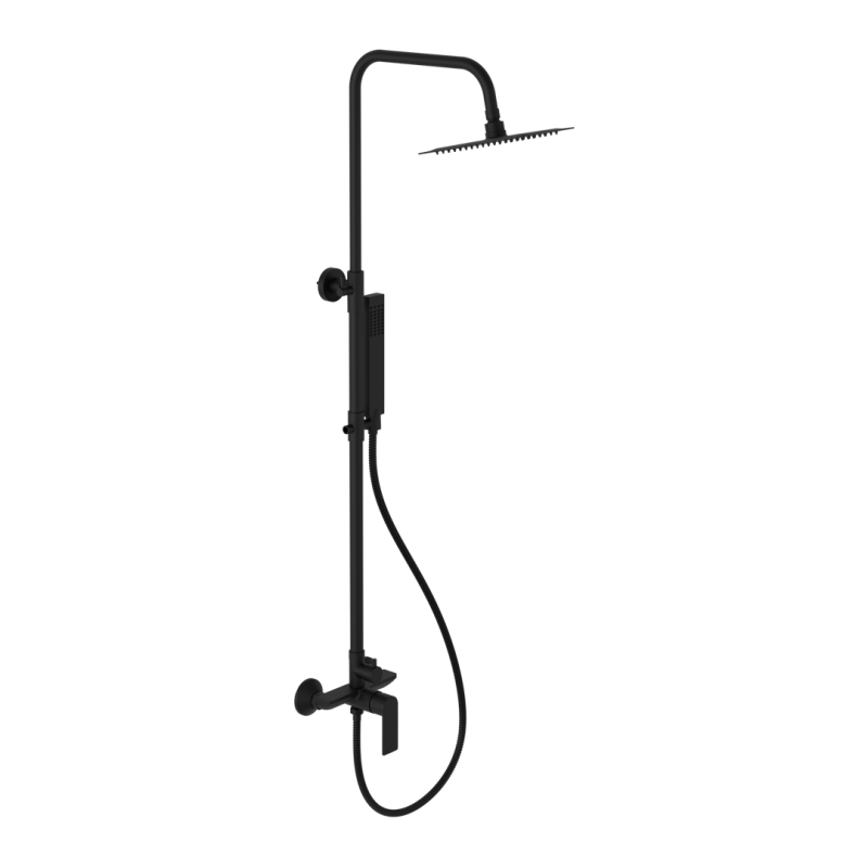 Glad Rain zestaw prysznicowy ścienny z deszczownicą 25 cm, czarny soft