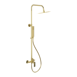 Glad Rain zestaw prysznicowy ścienny z deszczownicą 25 cm, złoty połysk