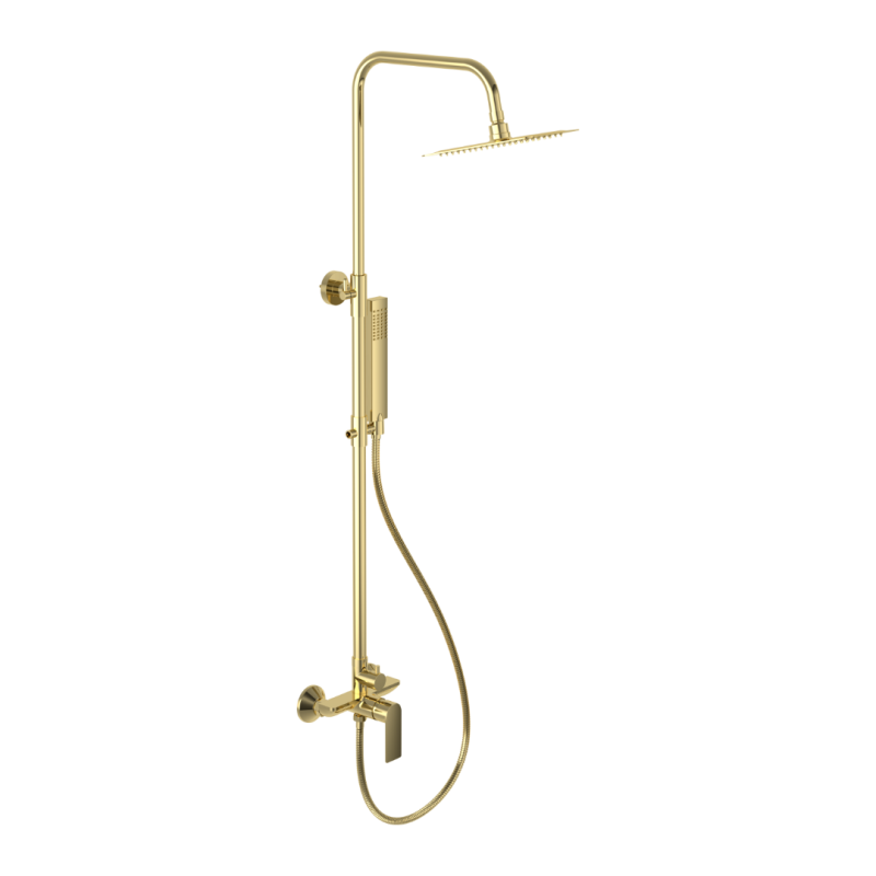 Glad Rain zestaw prysznicowy ścienny z deszczownicą 25 cm, złoty połysk