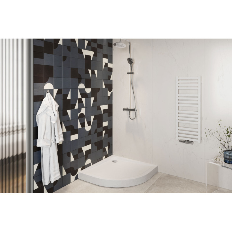 Sense Compact X brodzik półokrągły 90x90 cm struktura, wysoki, czarny mat