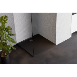 Forma X brodzik kwadratowy 90x90 cm struktura, niski, czarny mat