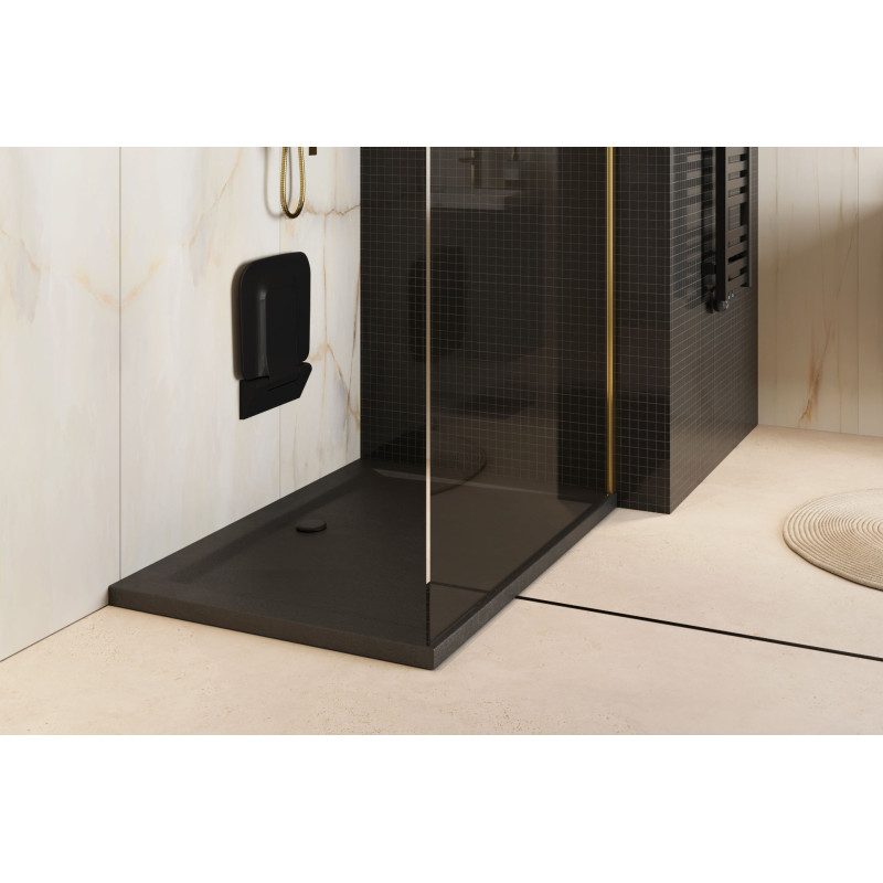 Forma X brodzik prostokątny 140x90 cm  struktura, niski, czarny mat