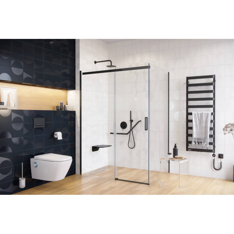 Rols ścianka prysznicowa boczna 90 cm powłoka Clean Control, czarny mat