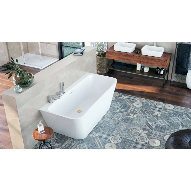 Korek klik-klak do wanien wolnostojących czyszczony od góry, złoty szczotkowany