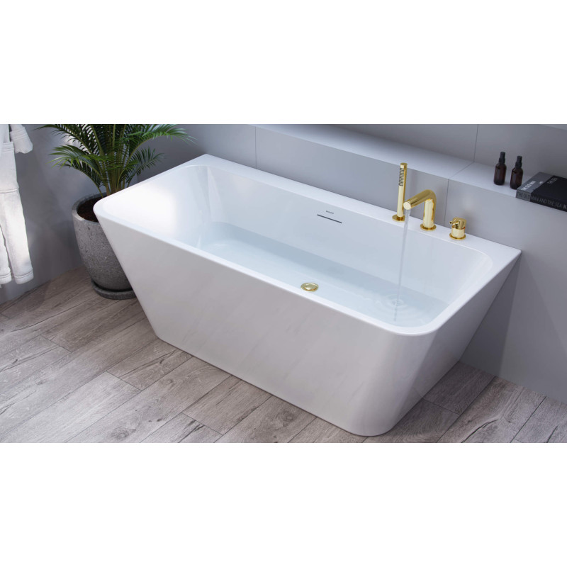 Korek klik-klak do wanien wolnostojących czyszczony od góry, złoty szczotkowany