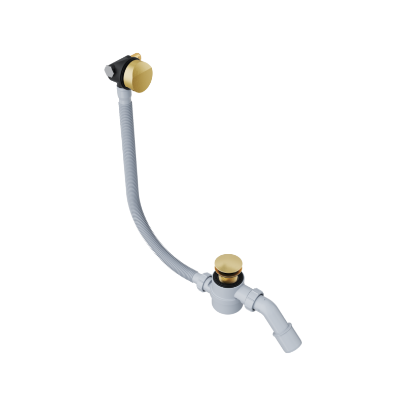 Hover syfon wannowy z napełnianiem czyszczony od góry, rozmiar do każdej wanny, złoty szczotkowany