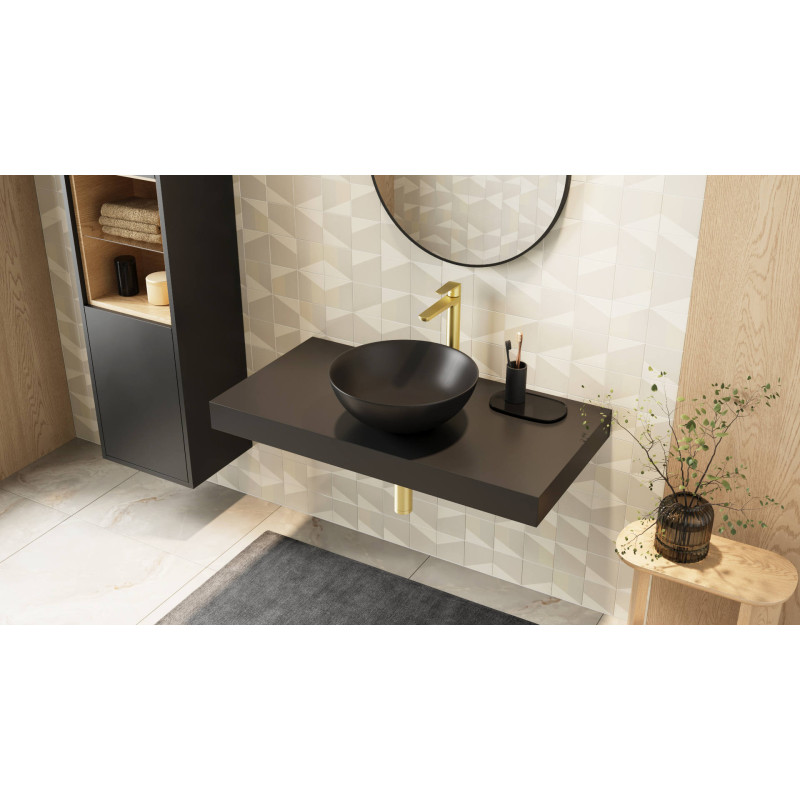 Excellent Luqa umywalka nablatowa 40 cm okrągła  czarny mat