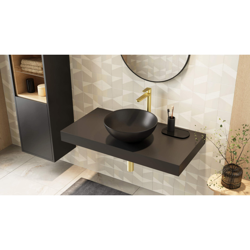 Clever 2.0 bateria umywalkowa stojąca  wysoka, złoty szczotkowany