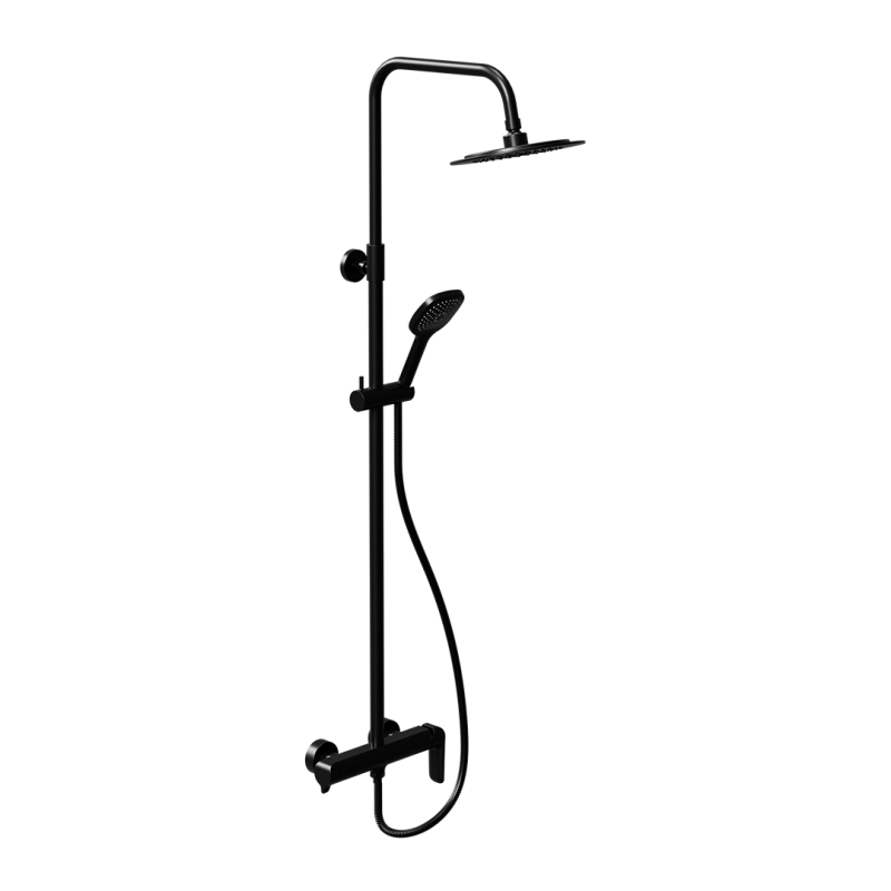 Clever 2.0 zestaw prysznicowy ścienny z deszczownicą 25 cm, czarny soft